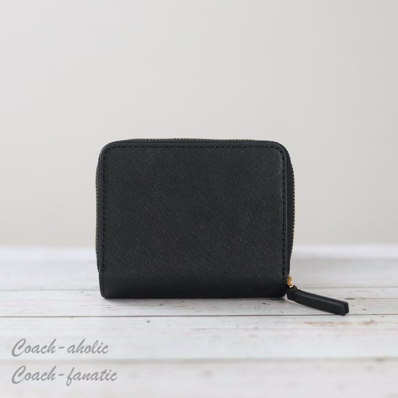 NWT Tory Burch Emerson Saffiano Leather Mini Wallet in Black - Picture 2 of 10